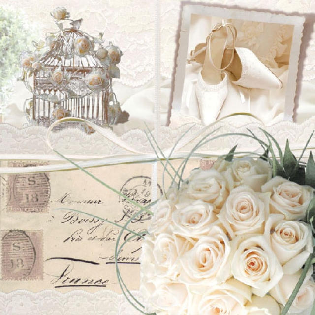 Ambiente Lunch Serviette Wedding Memories pro Stück
