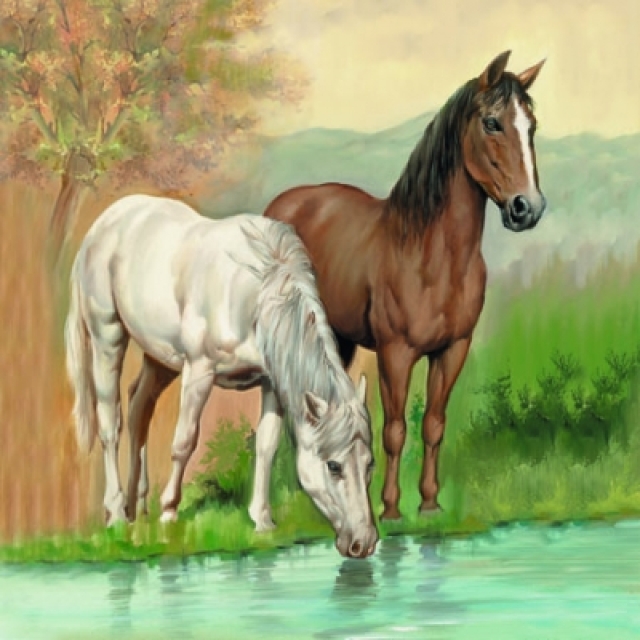 Ambiente Cocktail Serviette 25 x 25 cm pro Stück Horses