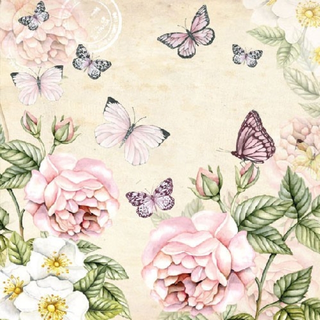 Ambiente Lunch Serviette 33 x 33 cm pro Stück Botanical Cream