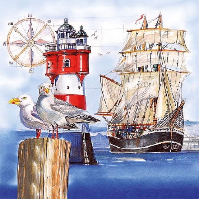 Ambiente Lunch Serviette 33 x 33 cm pro Stück Harbor