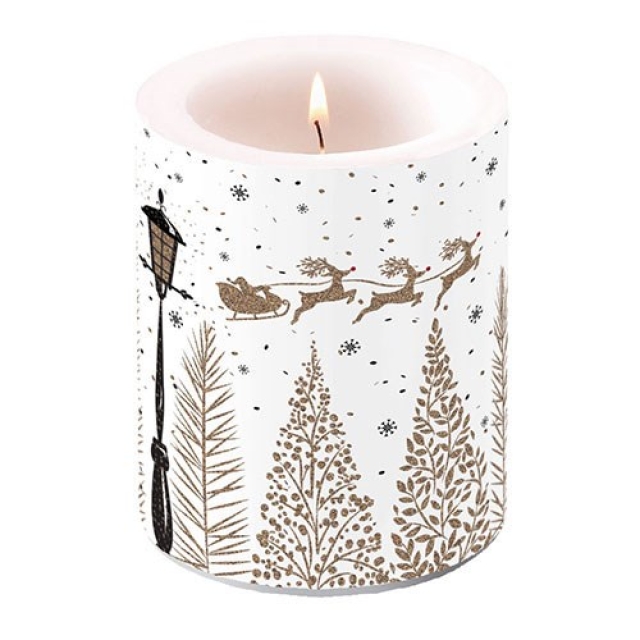 Ambiente 12 x 10 cm Kerze BIG Sleigh above Trees