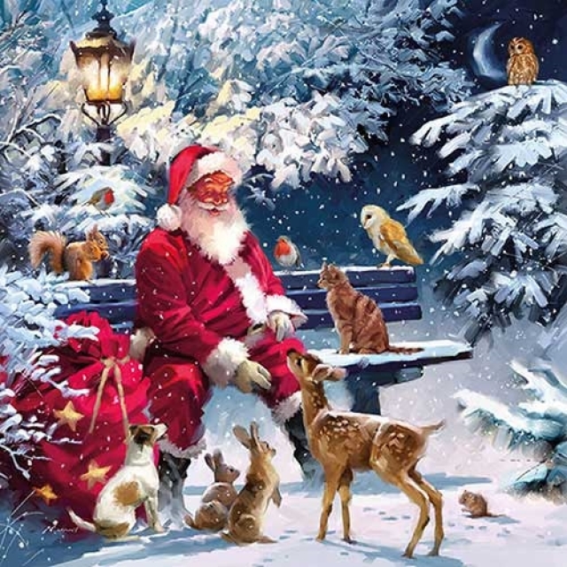 Ambiente Lunch Serviette 33 x 33 cm pro Stück Santa on Bench
