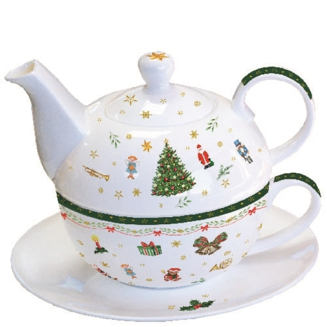Teeset Tea 4 One Christmas Evergreen White