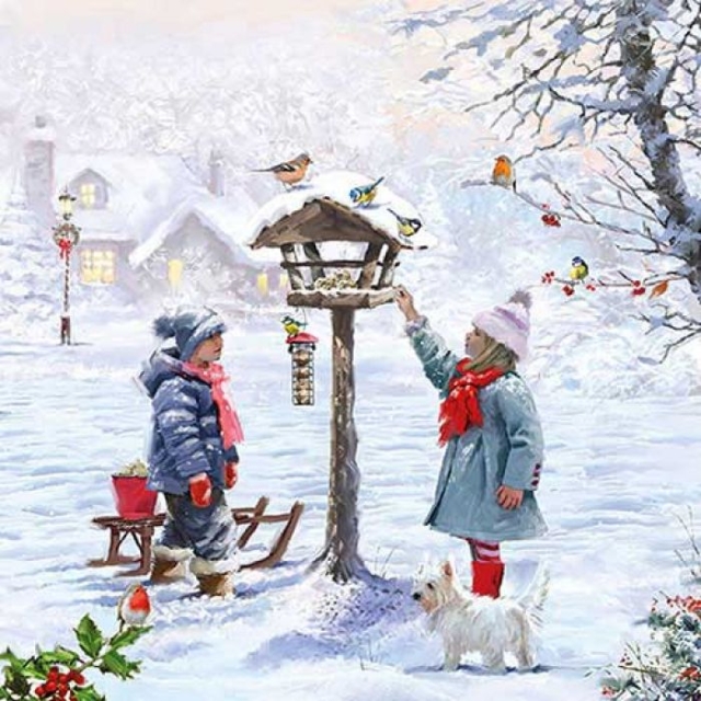 Ambiente Lunch Serviette 33 x 33 cm pro Stück Feeding Birds