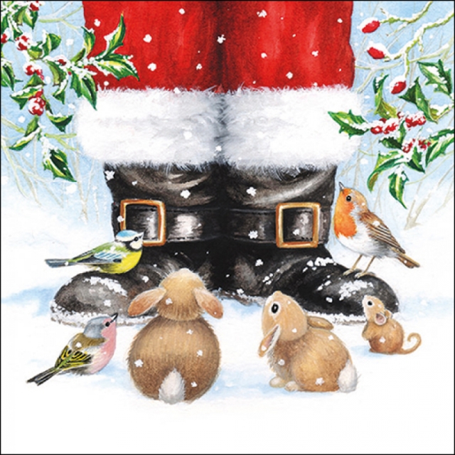 Ambiente Lunch Serviette 33 x 33 cm pro Stück Looking Up To Santa