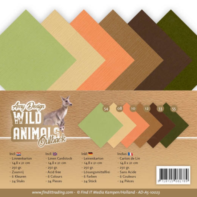 Amy Design Wild Animals Outback Linen Cardstock Pack A5