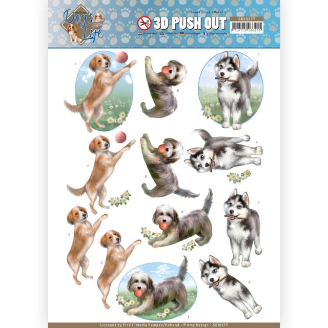 3D Pushout / Stanzbogen Amy Design Dog's Life Playing