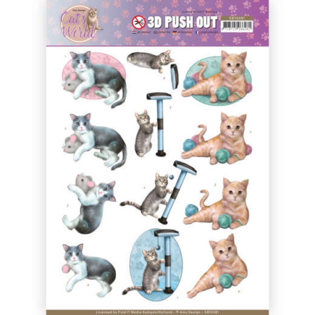 3D Pushout / Stanzbogen Amy Design Cats World Playing Cats