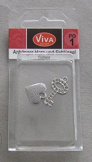 VIVA Decor Anhänger Herz und Schlüssel silber