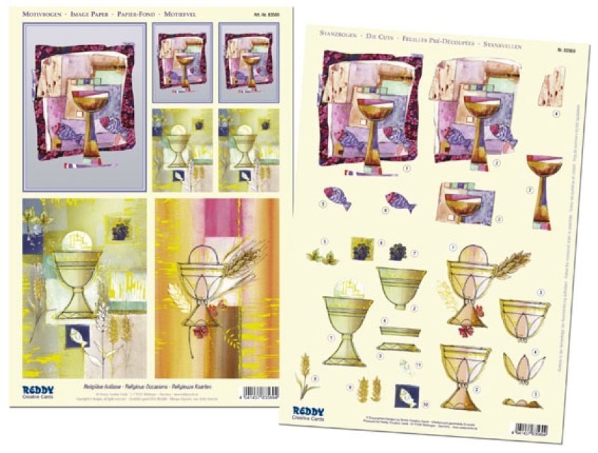 Reddy Cards  Set 3D Stanzbogen mit Hintergrundbogen "Moderne, religiöse Motive mit Golddruck"