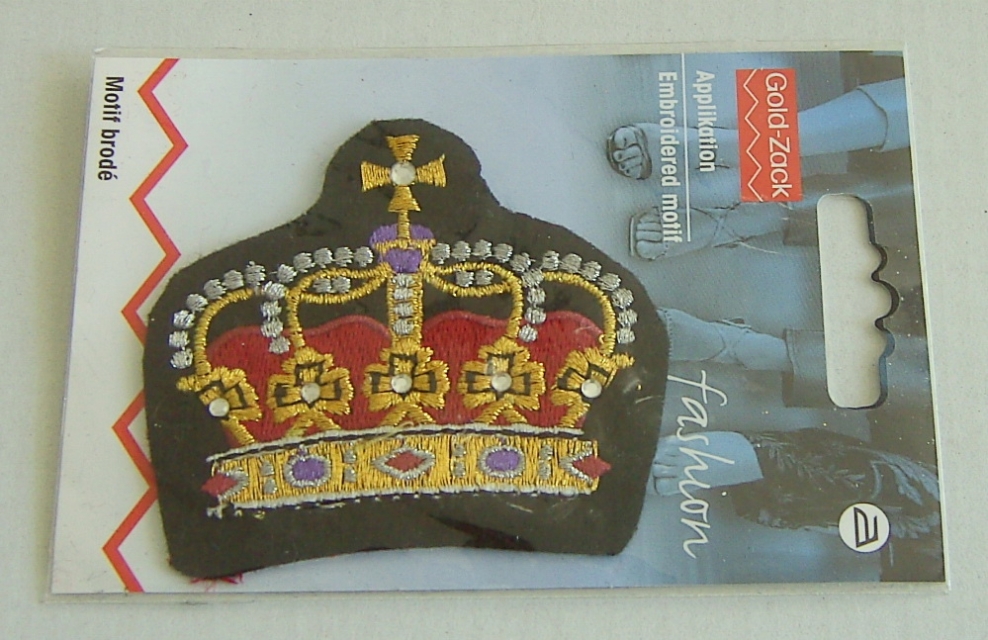 Goldzack Applikation Krone 7 x 6 cm
