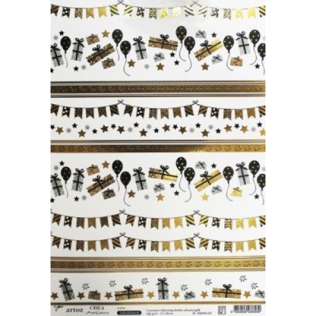 Artoz Creamotion Geburtstag Streifen schwarz / gold selbstklebend