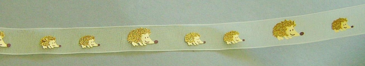 PES-Band 15 mm breit pro Meter IGEL creme mit gold