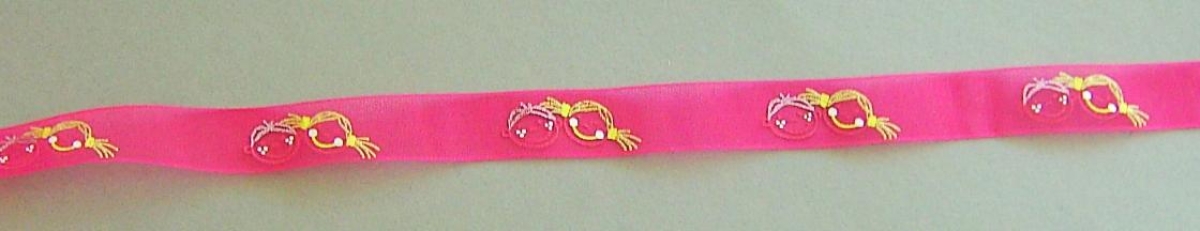 PES-Band 13 mm breit pro Meter Visage d'enfants Kindergesichter pink