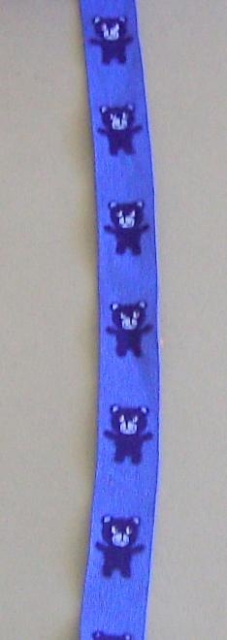 Baumwollband Oursons / Bärchen 15 mm breit pro Meter royalblau