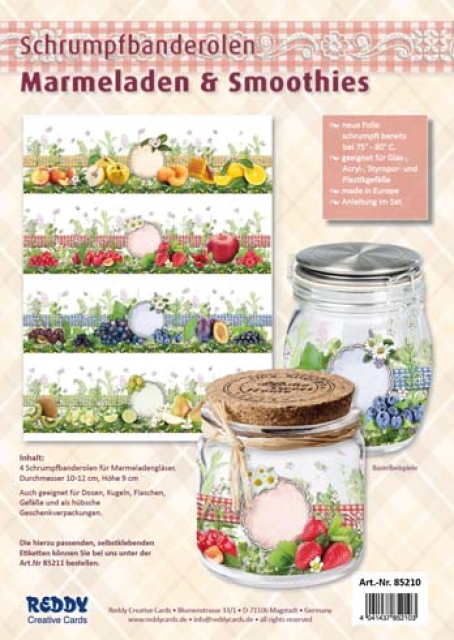 Reddy Cards Schrumpfbanderolen Marmelade / Smoothies 9 cm