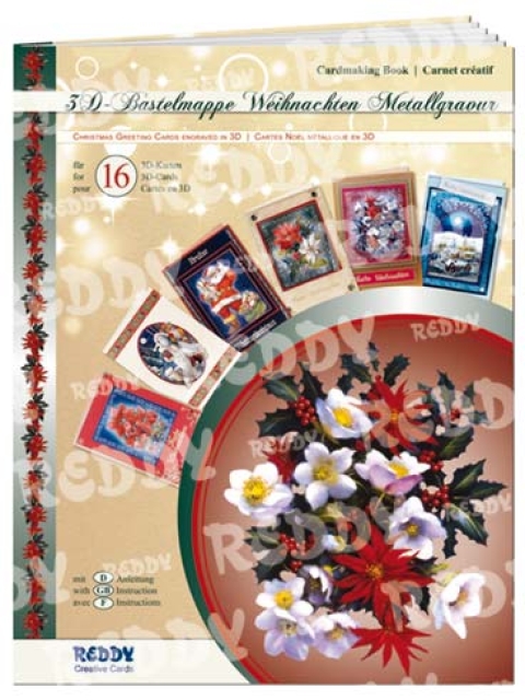3D-Bastelmappe Weihnachten in Metallgravur für 16 Karten