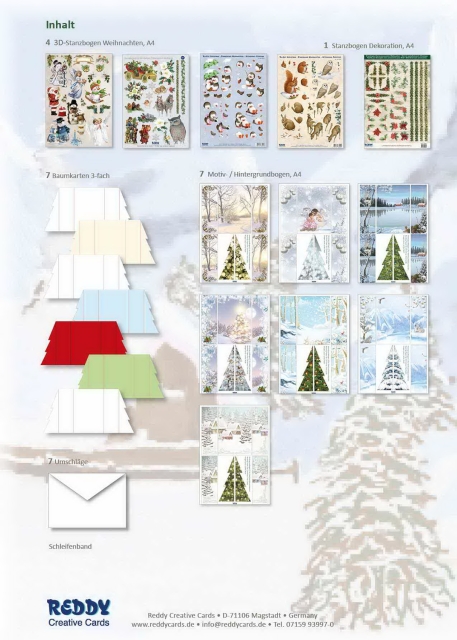 Reddy Cards 3D Weihnachtsbaumkarten Set traditionell