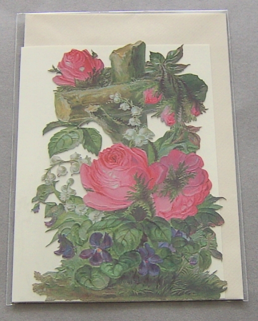 Bildkarte mit passendem Umschlag und Doppelkarte in elfenbein Motiv Kreuz in Blumen