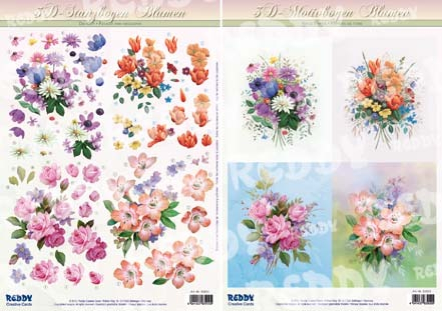 3D Stanzbogenset Blumenbouquets