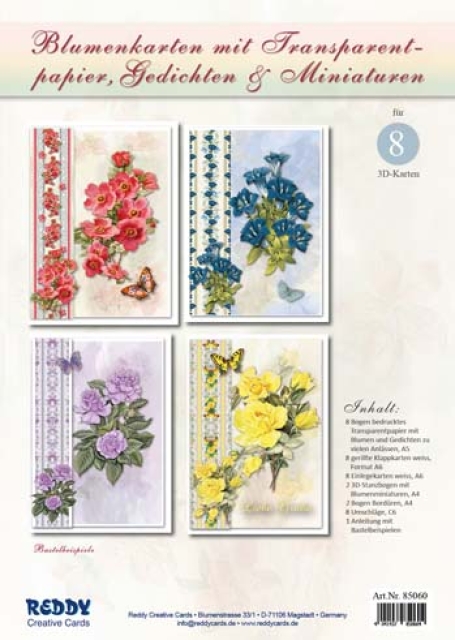 Reddy Cards Blumenkarten mit Transparentpapier und Gedichten