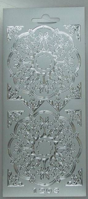 Stickerbogen 10 x 23 cm Ornament & Ecken silber