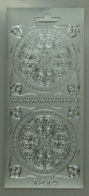 Stickerbogen 10 x 23 cm Ornament & Ecken silber