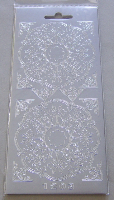 Stickerbogen 10 x 23 cm Ornament & Ecken silber