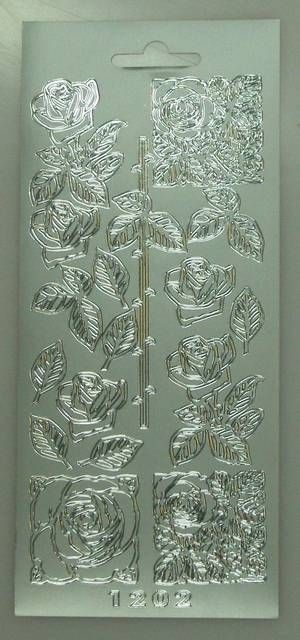 Stickerbogen 10 x 23 cm Rosen silber
