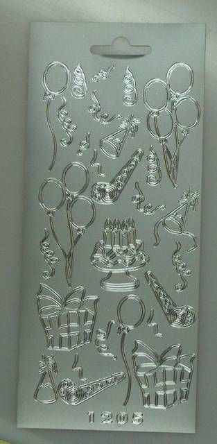 Stickerbogen 10 x 23 cm Geburtstag & Party silber