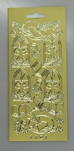 Stickerbogen 10 x 23 cm Kommunion gold