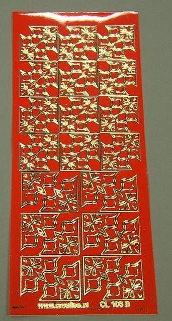 Stickerbogen 10 x 23 cm Ecken rot-gold