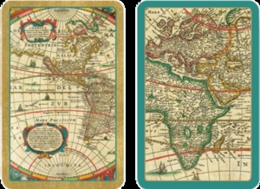 Caspari Bridge Spielkarten Motiv World Map