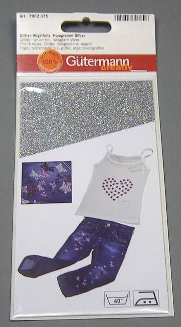 Gütermann Glitter Bügelfolie Hologramm Silber
