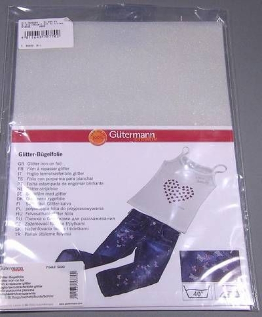 Gütermann Glitter Bügelfolie transparent