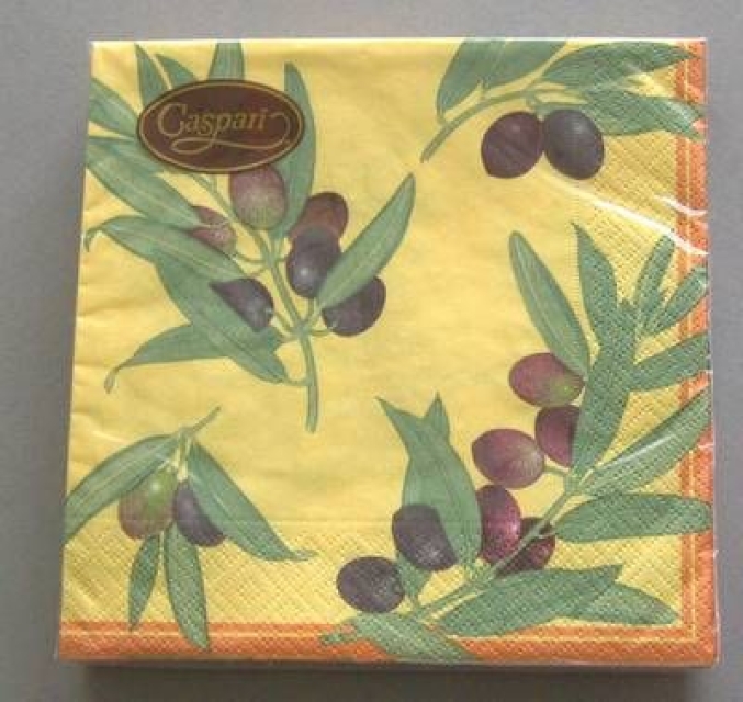 CASPARI Serviette pro Stück Olive branches yellow