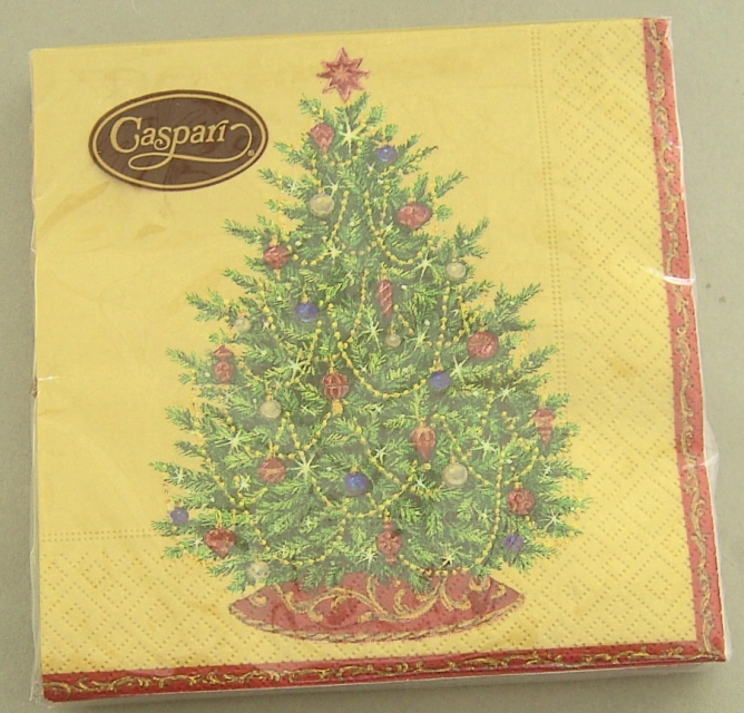 Caspari Lunch Serviette pro Stück Decorated Tree gold