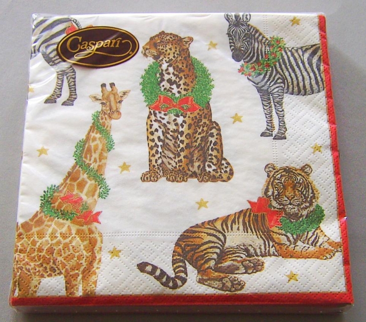 Caspari Lunch Serviette pro Stück Wild Christmas ivory