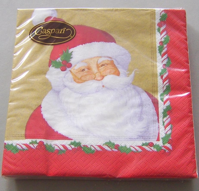 Caspari Lunch Serviette pro Stück Mr. Claus gold