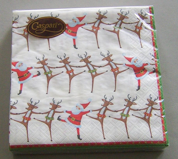 Caspari Lunch Serviette pro Stück Christmas Can Can ivory