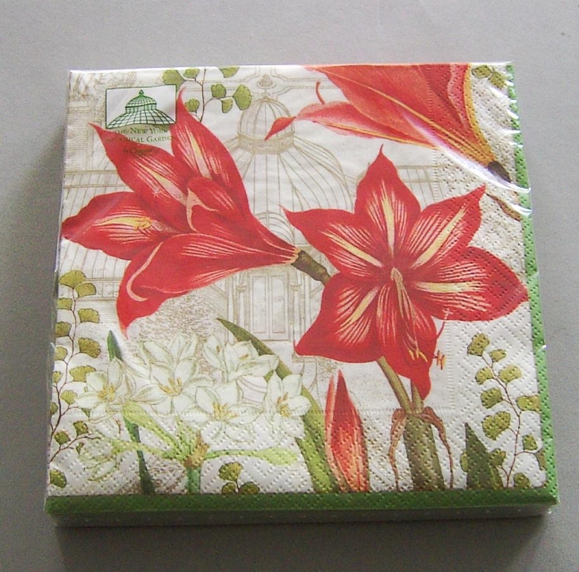 Caspari Lunch Serviette pro Stück Christmas Blooms ivory