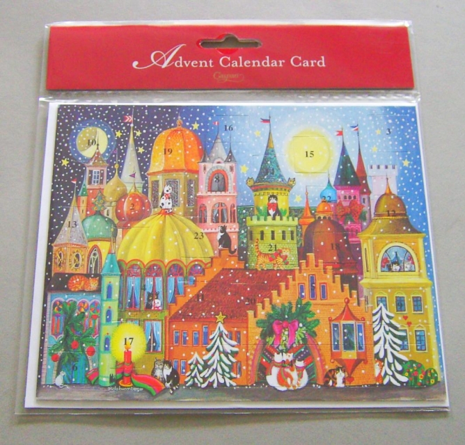 Caspari Adventskalender Karte "Cat Castle"