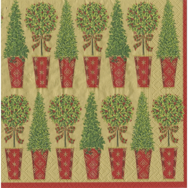 Caspari Lunch Serviette pro Stück Gold Topiary Stripe