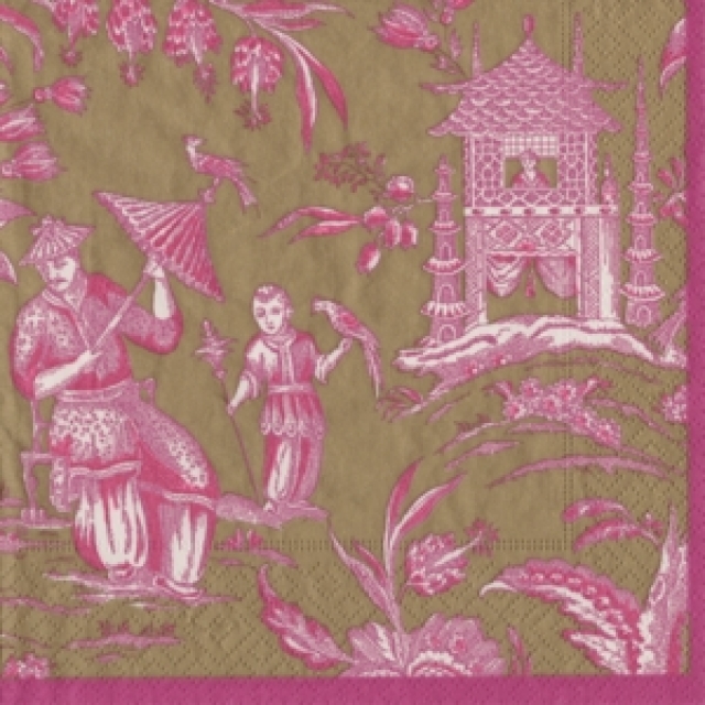 Caspari Lunch Serviette pro Stück Bronze Silk road toile