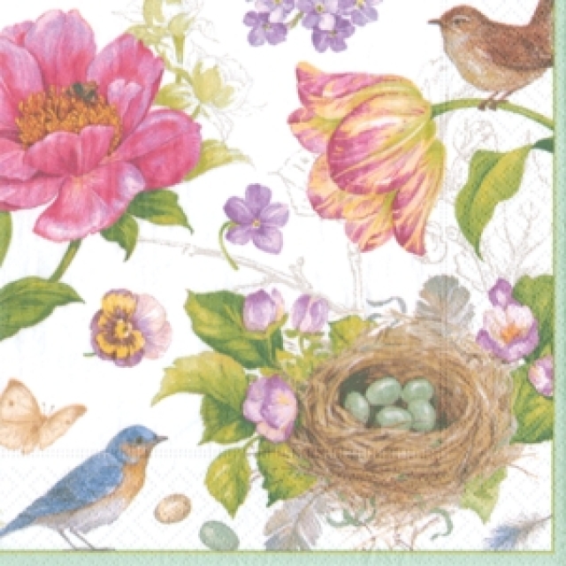 Caspari Lunch Serviette pro Stück Spring sketchbook