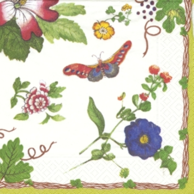 Caspari Lunch Serviette pro Stück Famille rose ivory