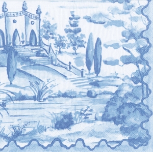 Caspari Cocktail Serviette pro Stück Blue Tuscan toile
