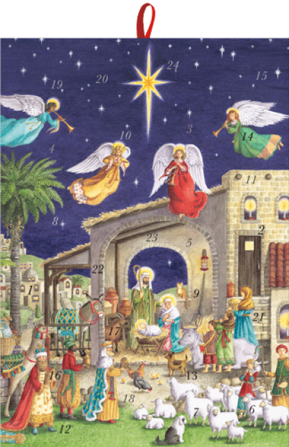 Caspari Adventskalender Nativity with Angels