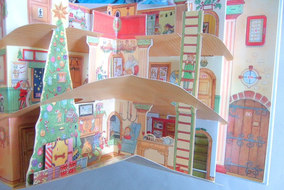 Caspari Advent Book Buch Santa's Workshop mit Pop-up Adventskalender
