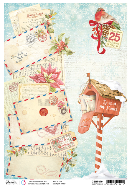 Ciao Bella Rice Paper A4 Santa's Inbox